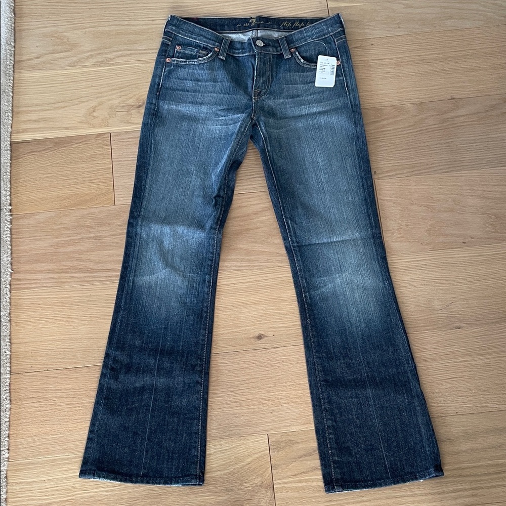 NWT 7 For All Mankind Dark Blue Flip Flop Bootcut Jeans